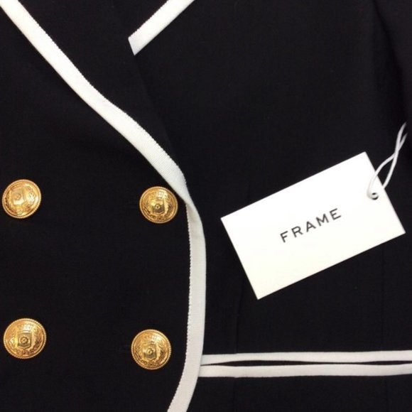 NWT FRAME Contrast Trim Double Breasted Blazer - Picture 6 of 8